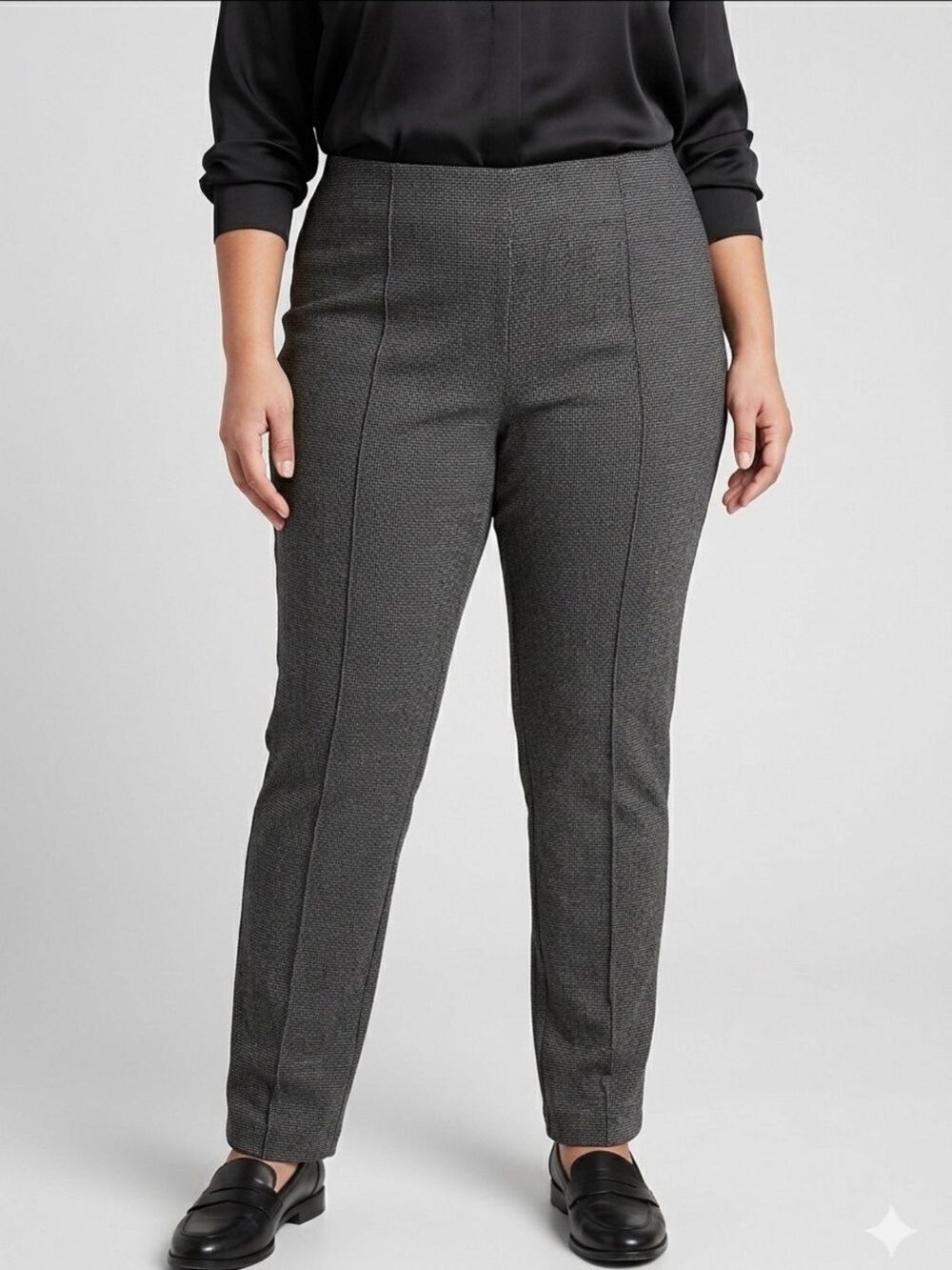 HUDSON NORTH Grey &  Black Houndstooth Pull On Stretch Pants 3X